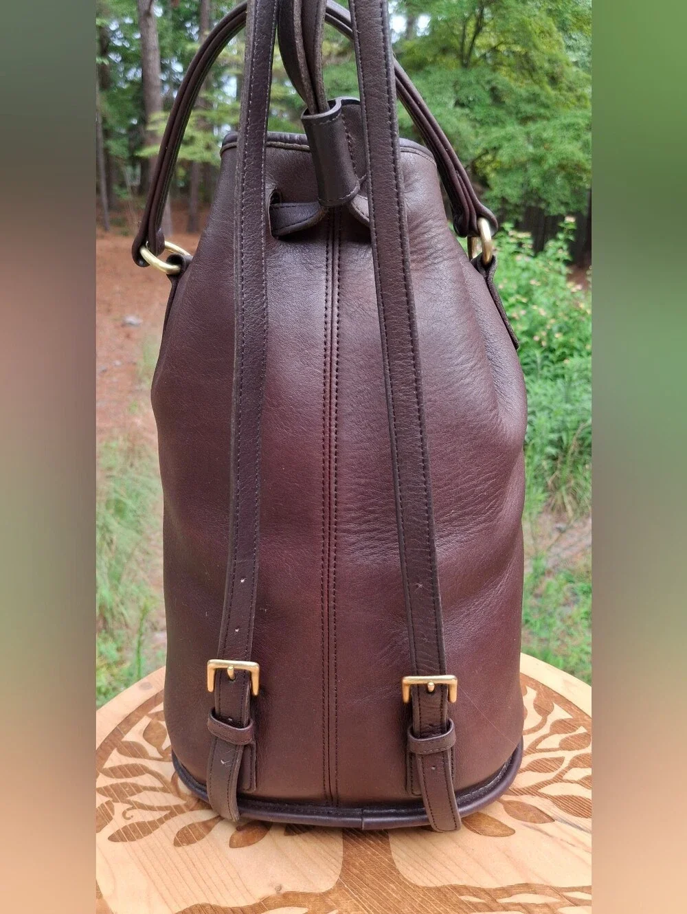 Vintage 1996 Coach Dark Brown Leather Classic Handle Backpack Rucksack #9992